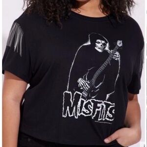 Torrid Black Misfits Graphic Crop Top. Size 4